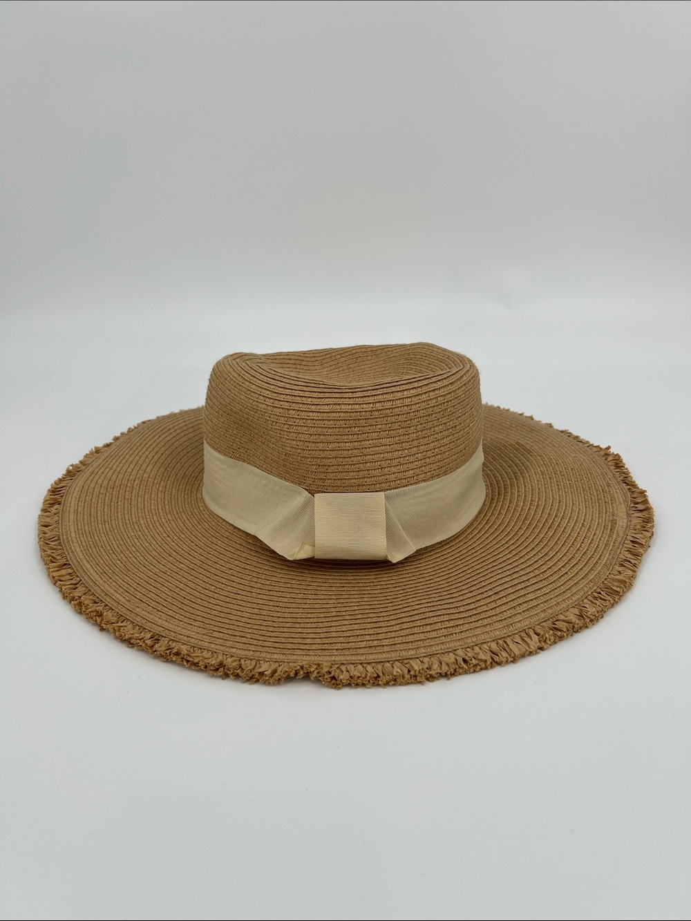 Wide Brim Straw Sun Hat with Cream Band